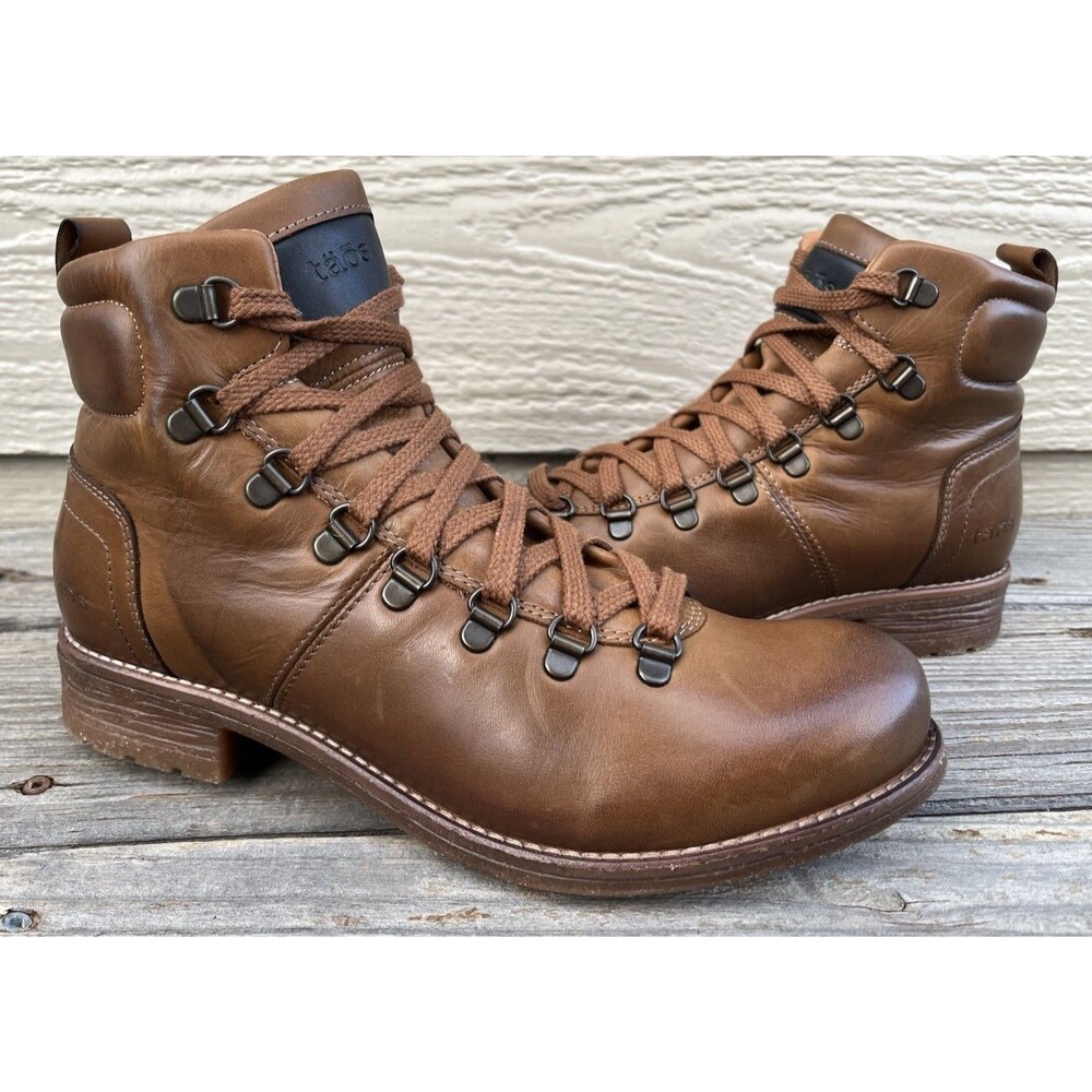 Taos Alpine Women's 40 US 9-9.5 Lace Up Leather Ankle Boots - Camel Brown